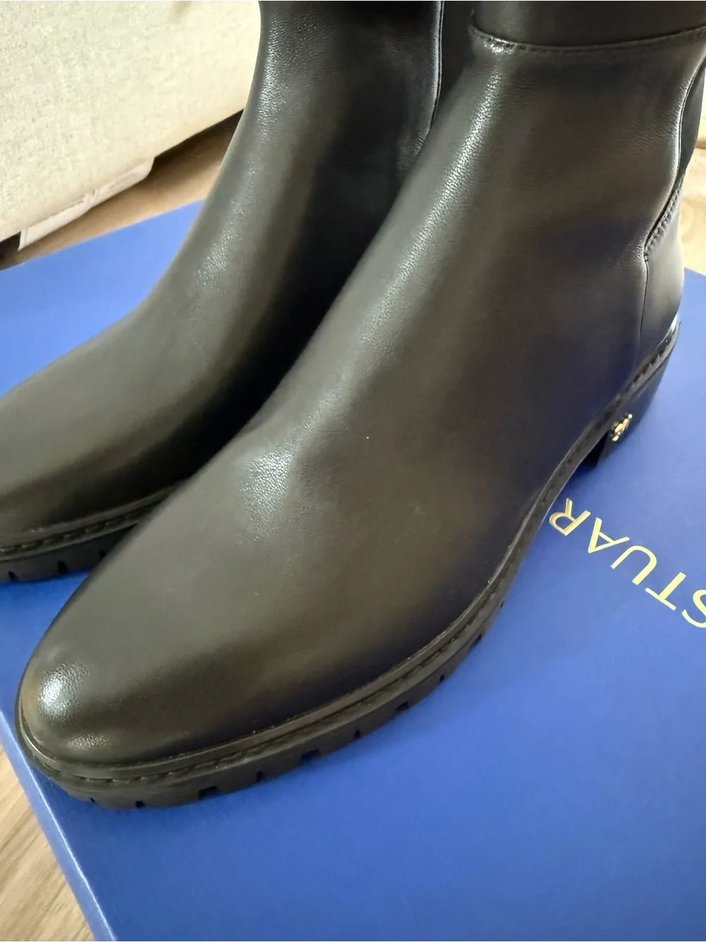 Stuart Weitzman Black City Knee High Leather Boots